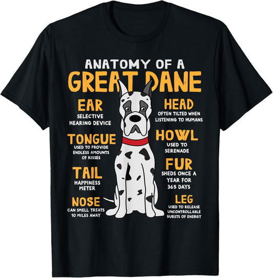 Great Dane Anatomy Funny Dog Mom Dad Gift T-Shirt