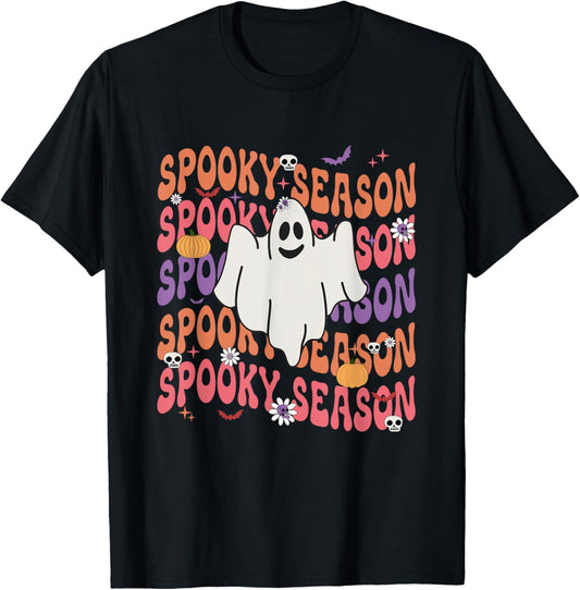 Halloween Spooky Season Shirt, Season, Spooky Ghost Retro T-Shirt