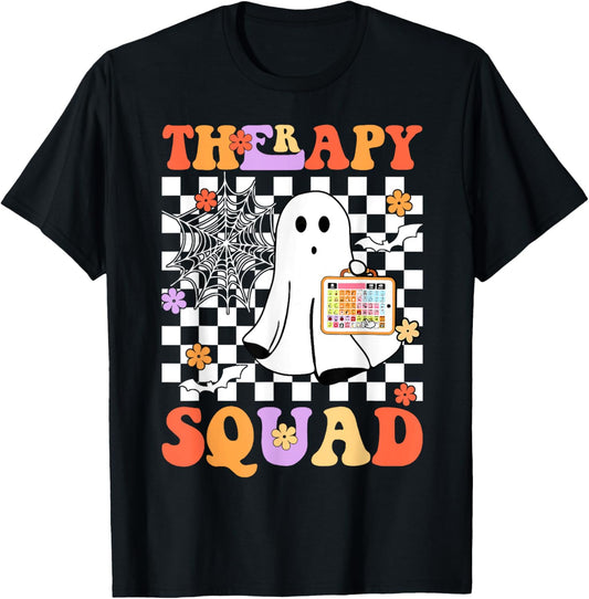 Groovy Halloween Therapy Squad Ghost SLP Spooky Boo Season T-Shirt