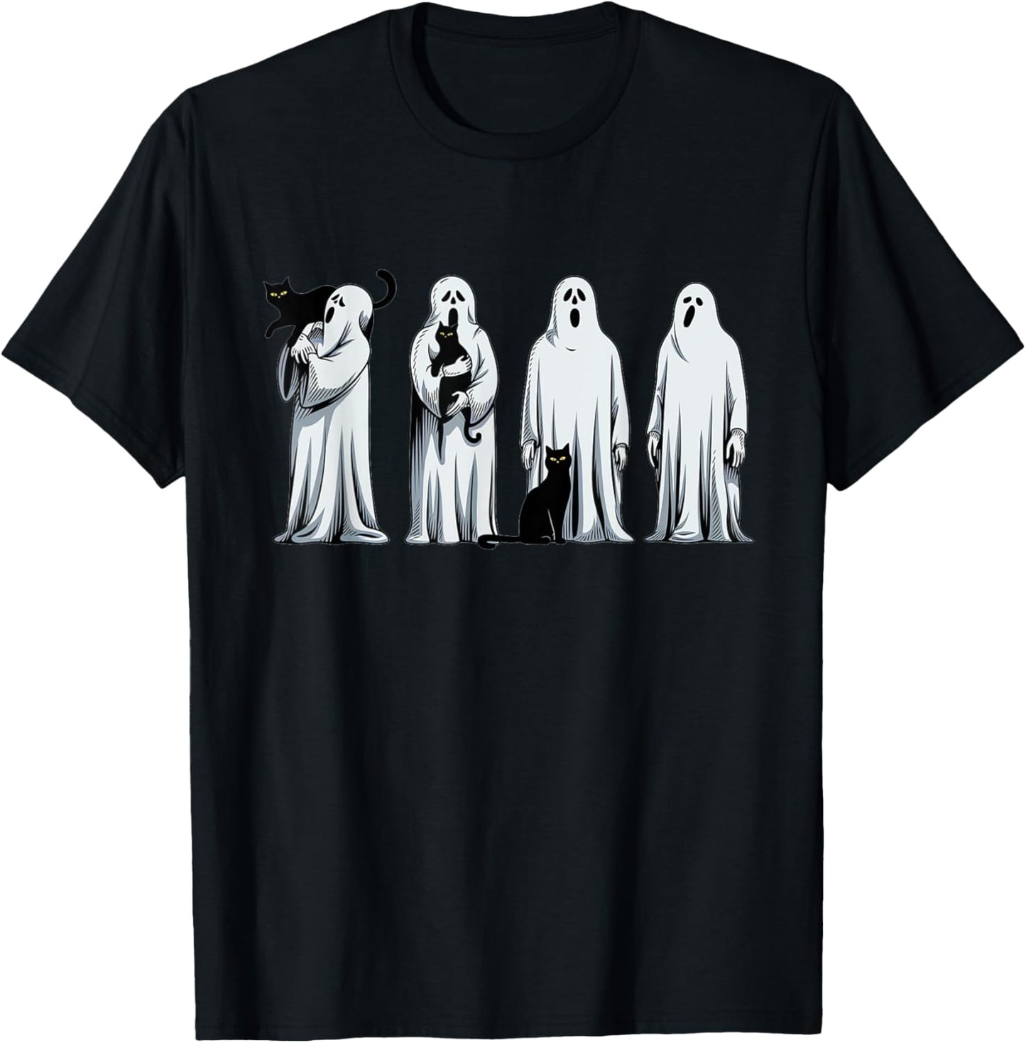 Halloween Black Cat Ghost Spooky Season Cat Women Costume T-Shirt