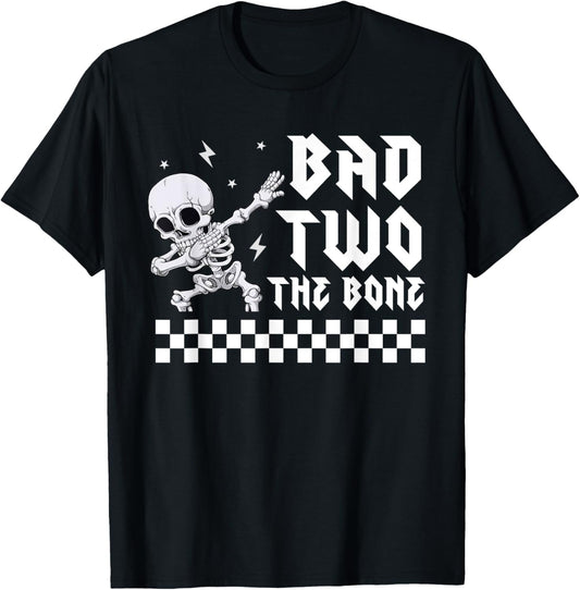 Bad Two The Bone Skeleton 2 Year Old Boy Girl 2nd Birthday T-Shirt