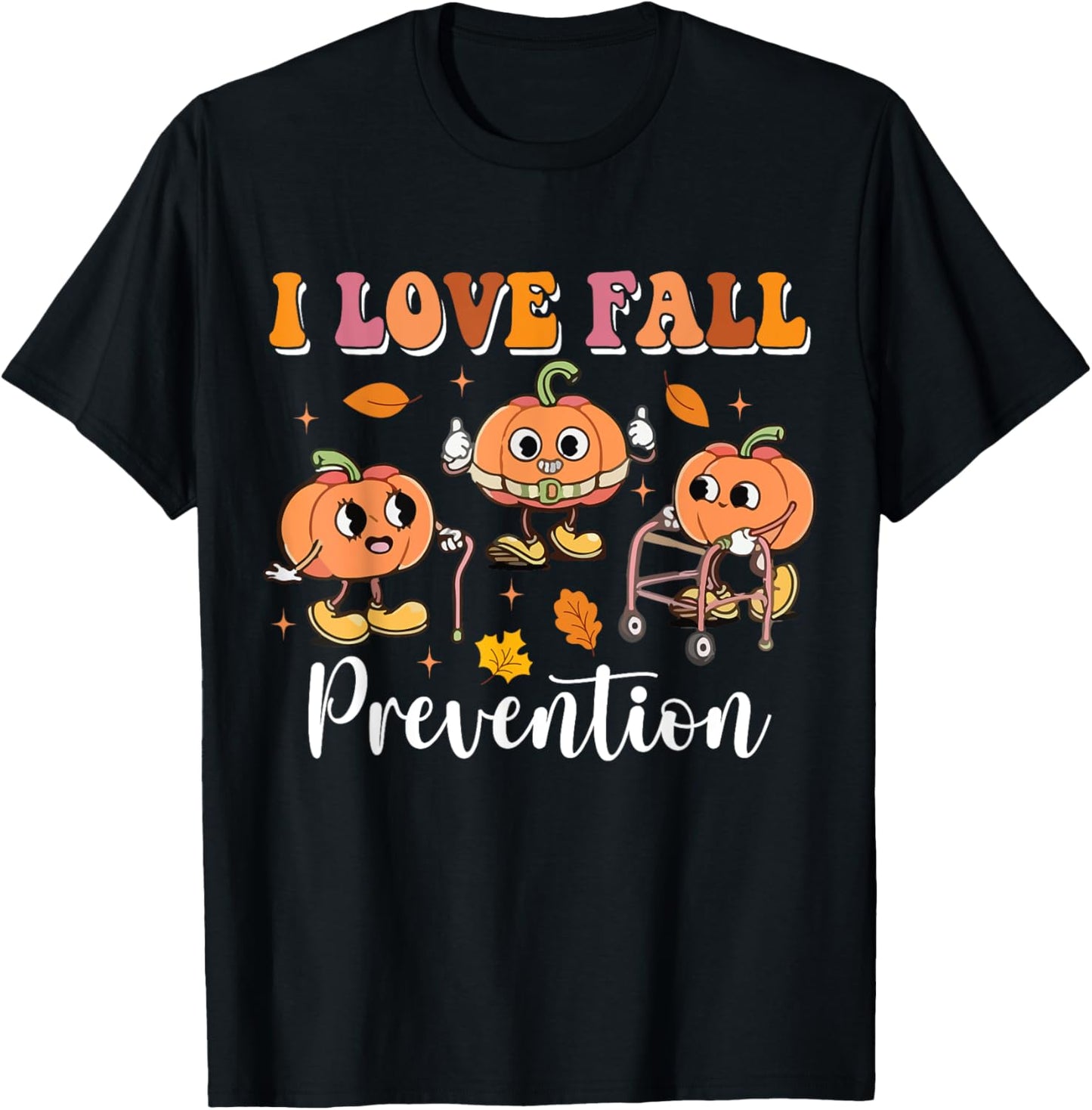 Groovy Retro I Love Fall Prevention Fall Physical Therapy T-Shirt