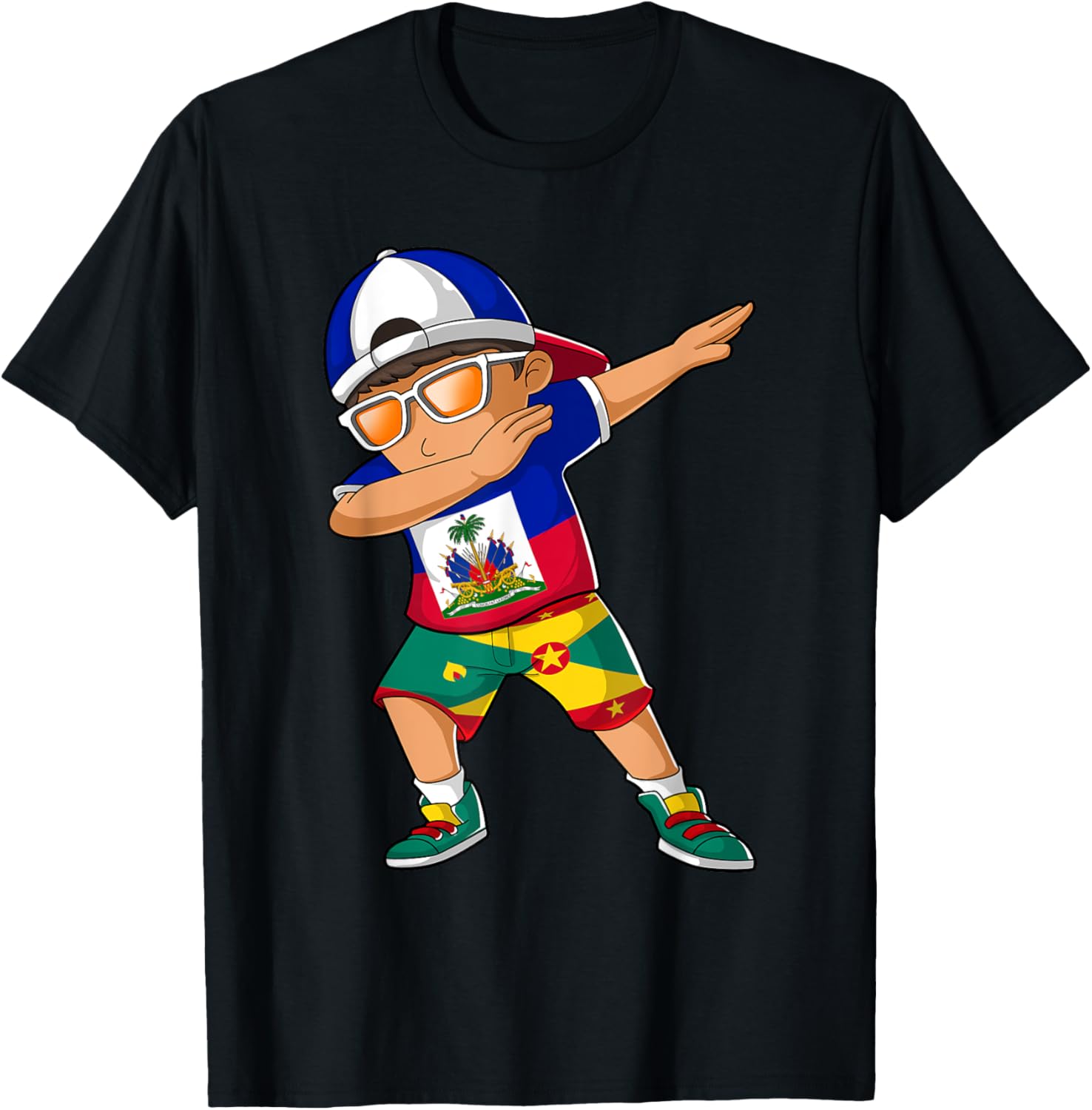 Half Haitian Half Grenadian Boy Haiti Grenada Flag T-Shirt