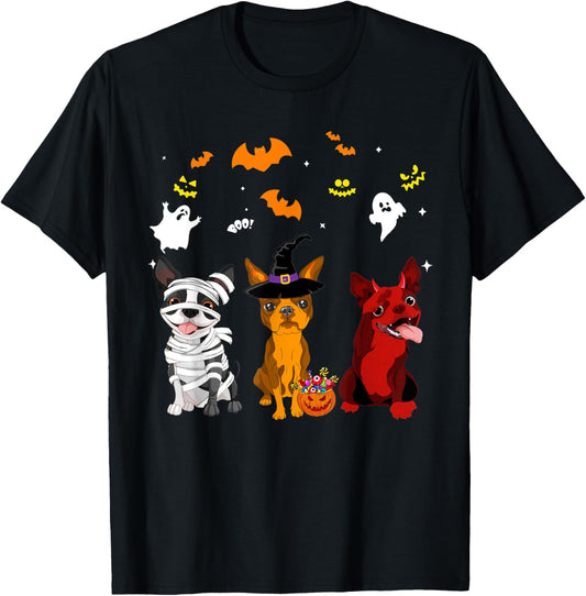 Halloween boston-terrier Dogs Lovers Mummy Witch Demon T-Shirt