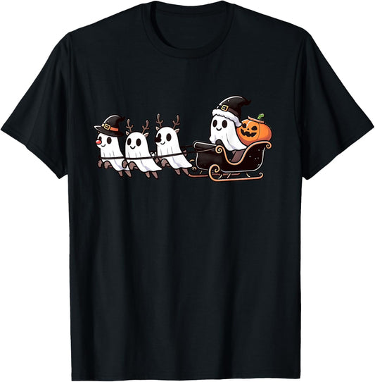 Halloween Christmas Santa's Reindeer Ghost Happy Ghost T-Shirt