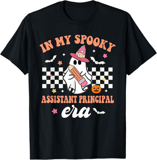 Groovy In My Spooky Assistant Principal Era Ghost Halloween T-Shirt