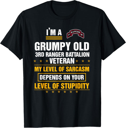 Grumpy Old 3rd Ranger Battalion Veteran Soldier Funny Xmas T-Shirt