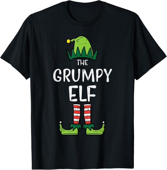 Grumpy Elf Matching Christmas For Family Grandpa Xmas T-Shirt