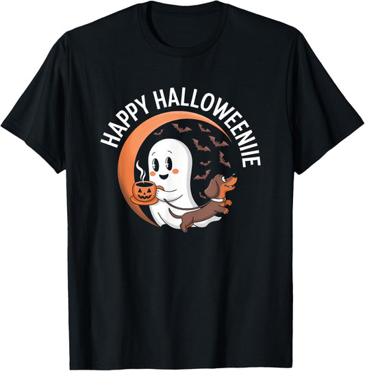 Halloween Ghost Dachshund Spooky Season Weenie Dog Retro T-Shirt