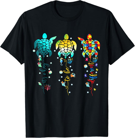Autism Awareness Its Ok To Be Different Sea Turtle Earth Day T-Shirt