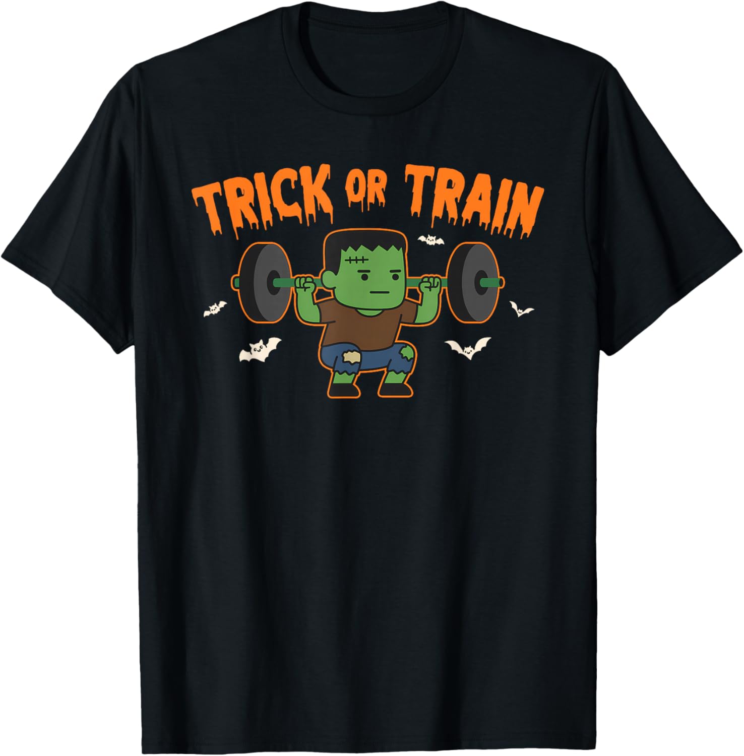 Halloween Spooky Workout Fitness Weighlifting Trick Or Train T-Shirt