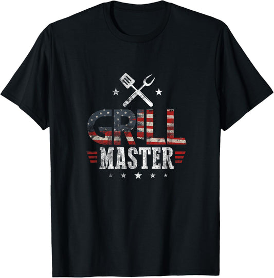 Grill Master USA Flag Patriotic Barbeque BBQ 4th of July T-Shirt for Women Men