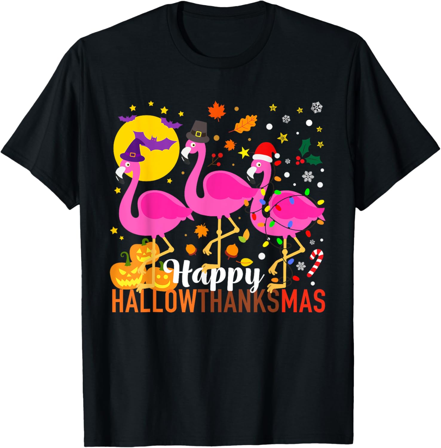 Halloween Thanksgiving Christmas Happy HallowThanksMas T-Shirt
