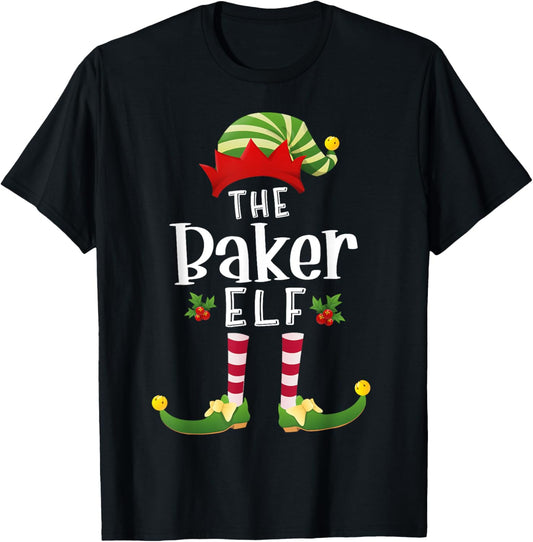 Baker Christmas Elf Matching Pajama X-Mas Party T-Shirt