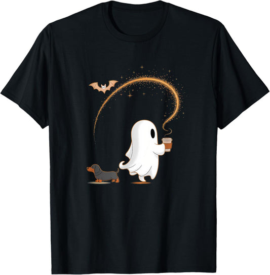 Halloween Ghost Dachshund Spooky Season Weenie Dog T-Shirt