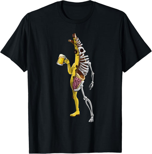 Banana Skeleton Drinking Beer Halloween Spooky Season T-Shirt