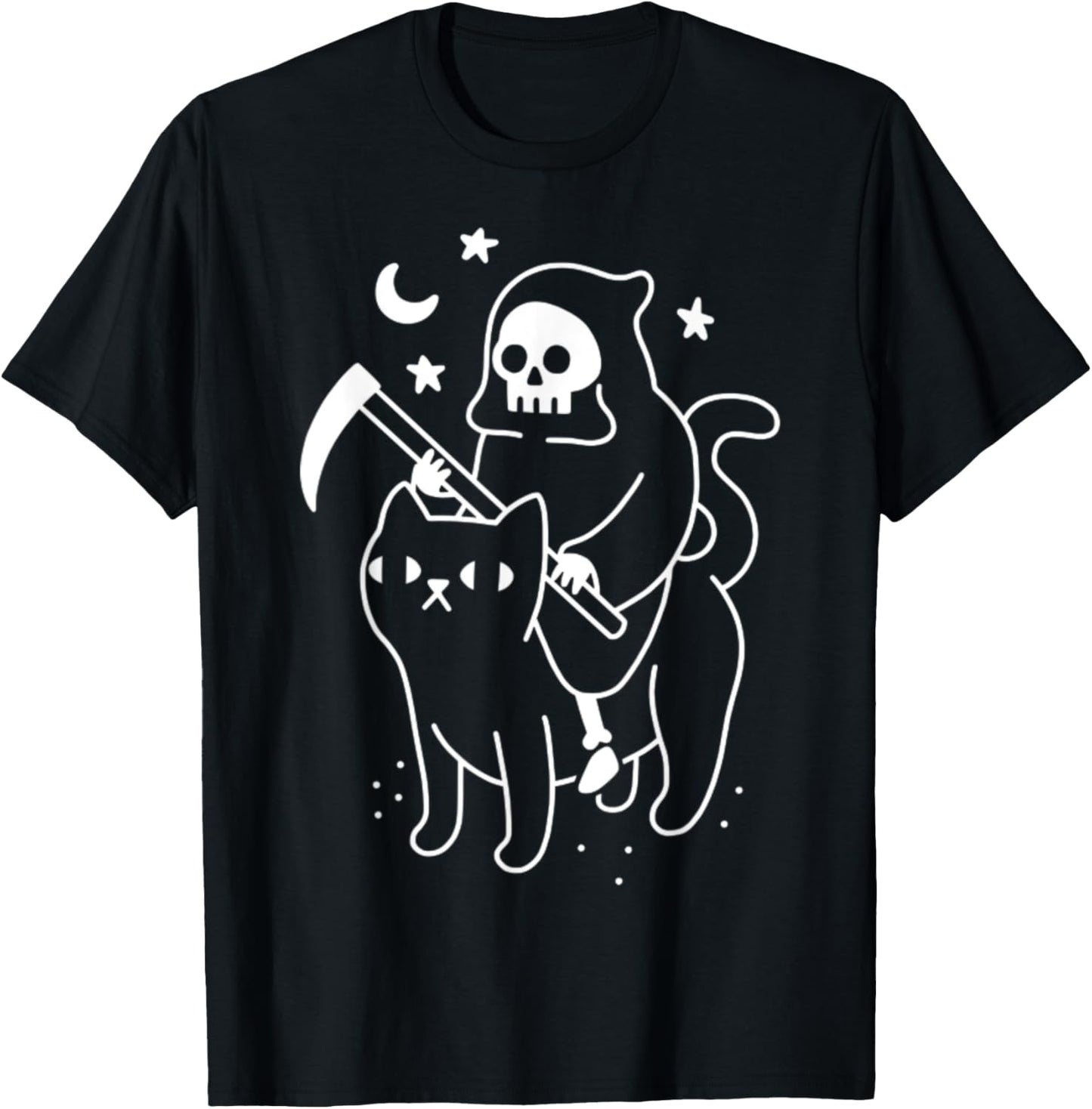 Grim Reaper Death Rides A Cat Men Women T-Shirt