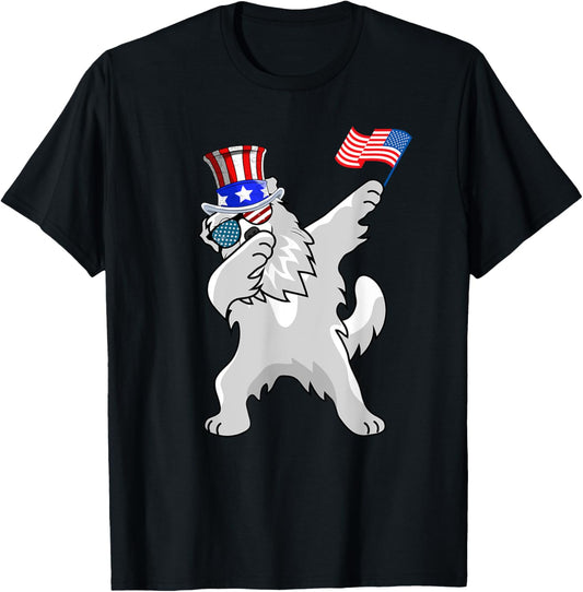 Great Pyrenees Dabbing Dog Dad Shirt 4th of July Women Kids Men T-Shirt