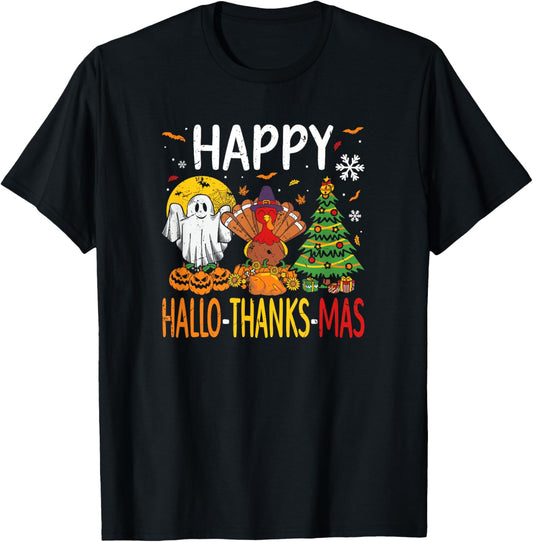 Hallothanksmas Halloween Thanksgiving Christmas T-Shirt