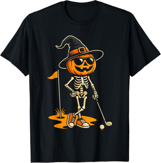 Halloween Skeleton Golf Costume Men, Spooky Season Golfer T-Shirt