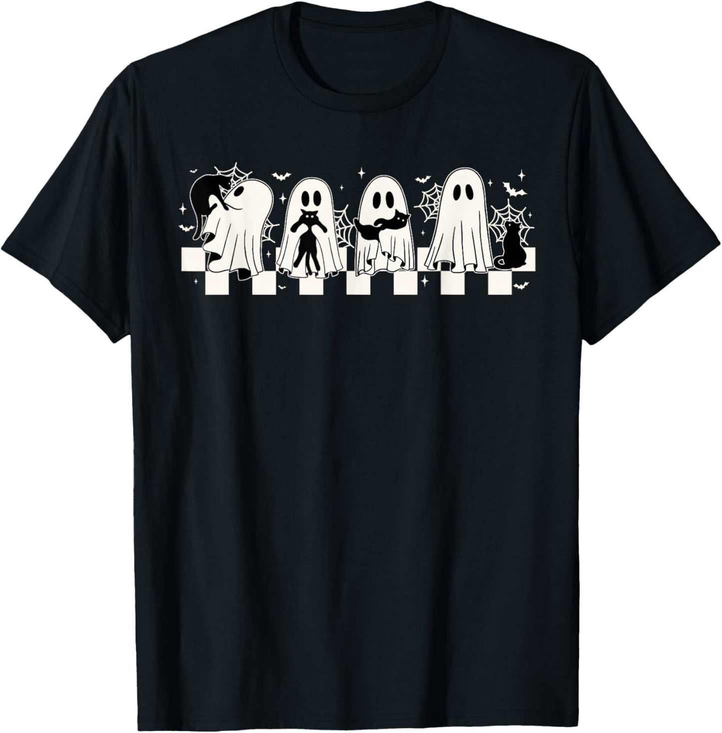 Halloween Black Cat Ghost Halloween Ghost Spooky Season T-Shirt