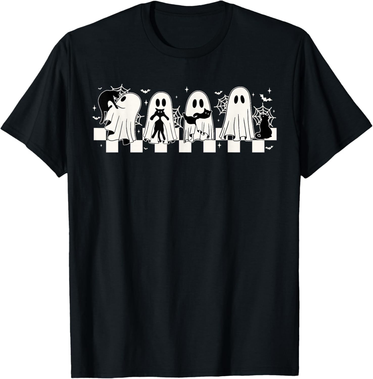 Halloween Black Cat Ghost Halloween Ghost Spooky Season T-Shirt