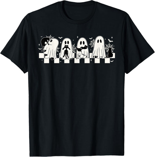 Halloween Black Cat Ghost Halloween Ghost Spooky Season T-Shirt