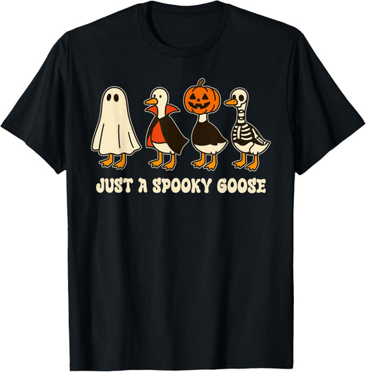 Groovy Just A Spooky Goose Halloween Goose Spooky Season T-Shirt