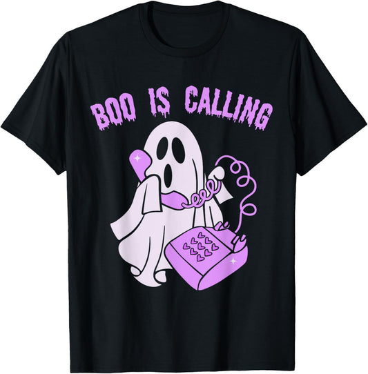 Halloween Ghost Boo Is Calling Hey Boo Funny Spooky Season T-Shirt