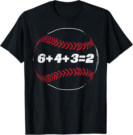 Baseball Double Play Math Funny Sports Men Women Boys Kids T-Shirt