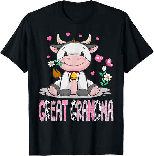 Great Grandma Cute Cow Moo Farmer Birthday Family Matching T-Shirt