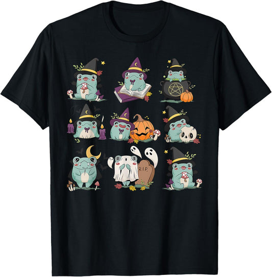 Halloween Frog Goblincore Spooky Season Witchy Cottagecore T-Shirt