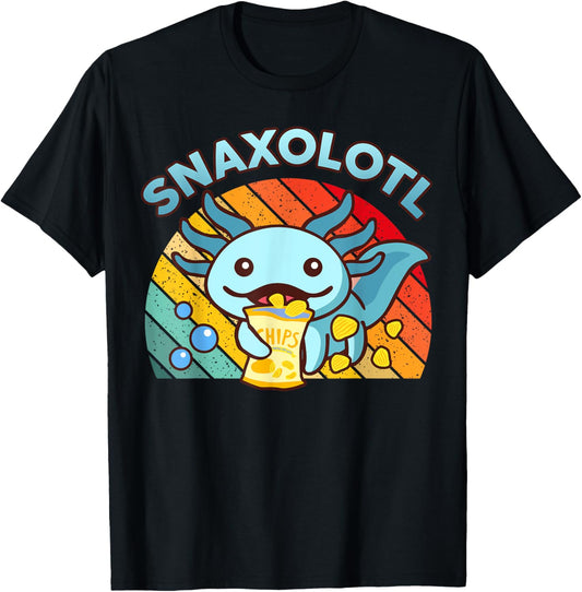 Axolotl-Shirt Snaxolotl Cute Axolotl Snacks Funny Food Kids T-Shirt
