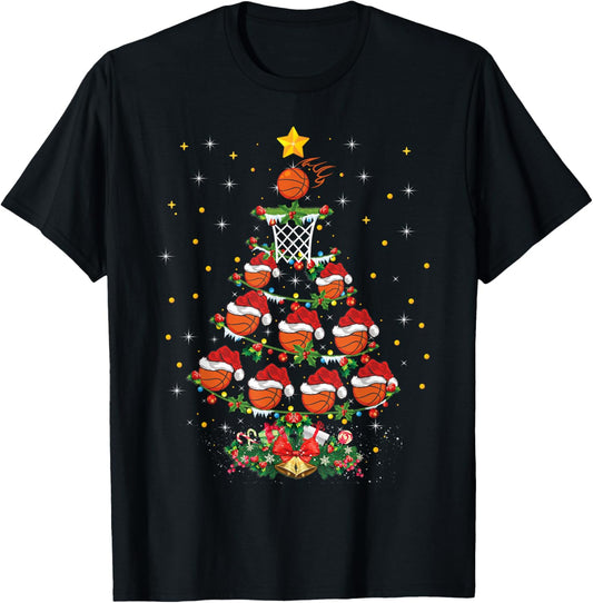 Basketball Sports Lover Xmas Gift Basketball Christmas Tree T-Shirt