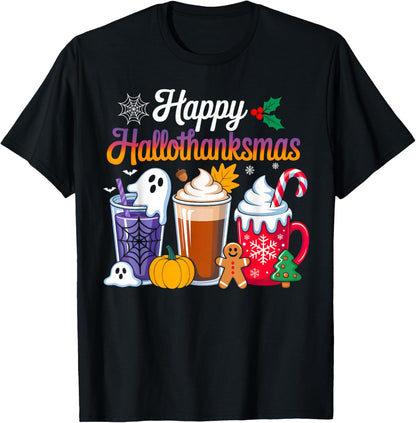 Halloween Thanksgiving Christmas Happy HalloThanksMas T-Shirt