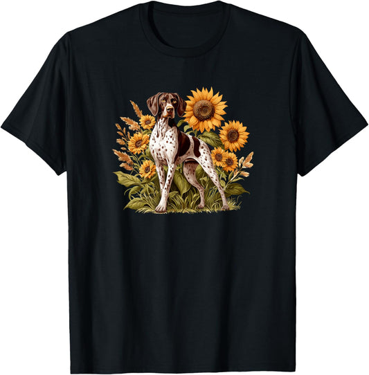 GSP Hunting Dog Sunflowers German Shorthaired Pointer T-Shirt