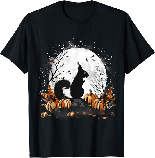 Halloween Squirrel Scary Moon Bats Pumpkin Trick Or Treat T-Shirt