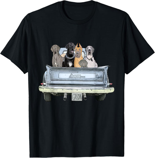 Great Dane Squad Pickup Truck Top for Men - Large Dog Dad T-Shirt