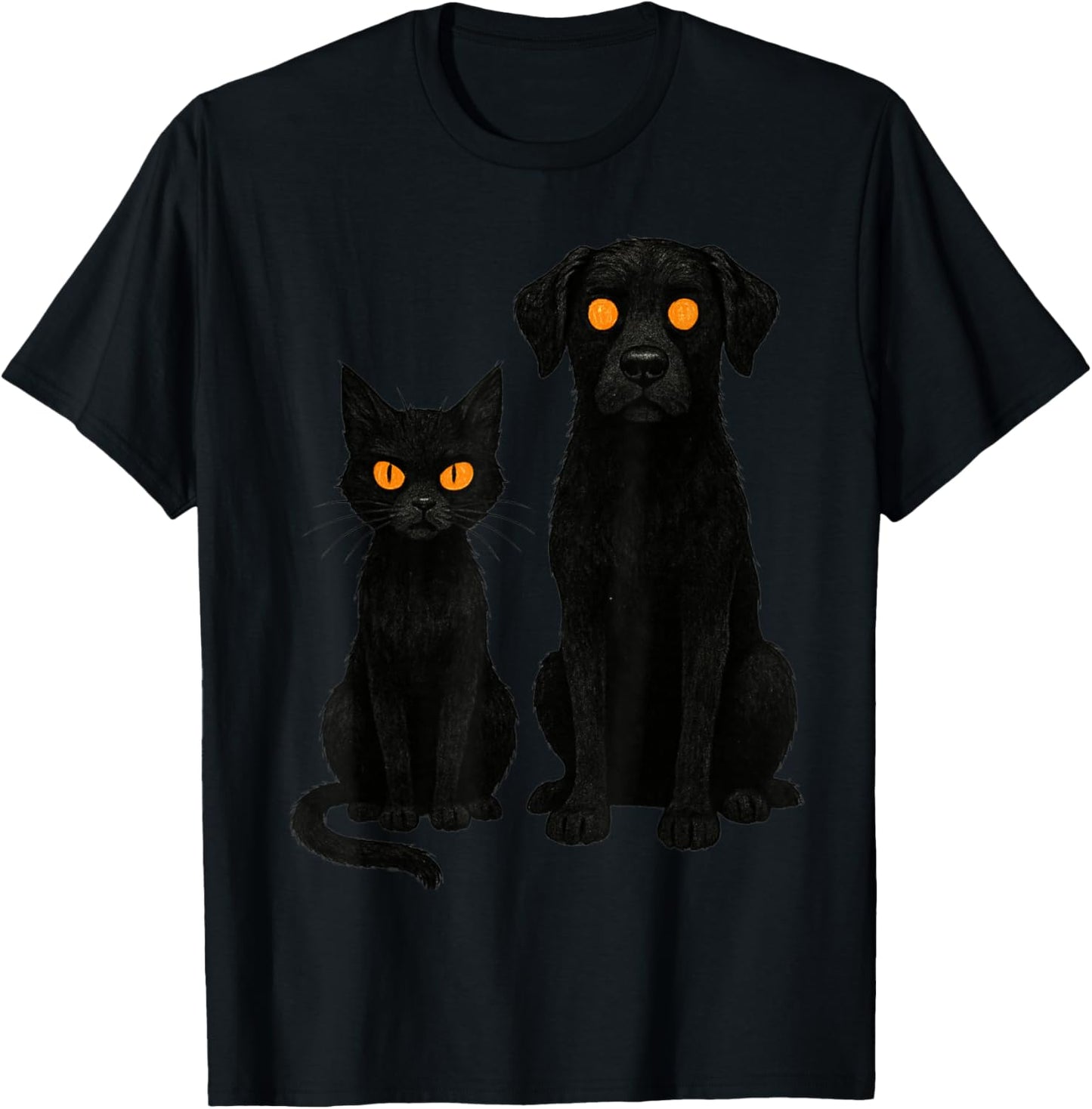 Halloween Black Cat &amp; Dog Funny Pet Lovers Spooky Mom Dad T-Shirt
