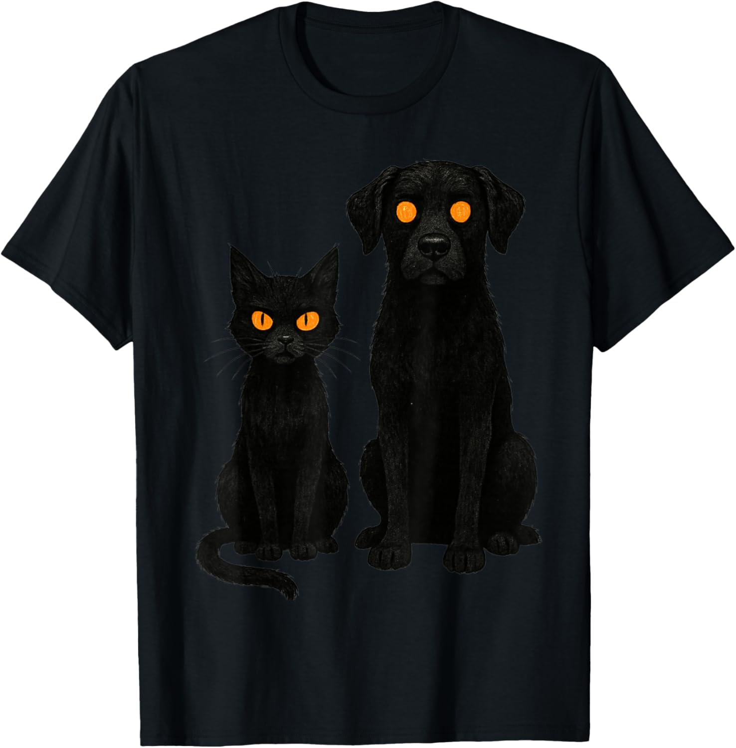 Halloween Black Cat &amp; Dog Funny Pet Lovers Spooky Mom Dad T-Shirt