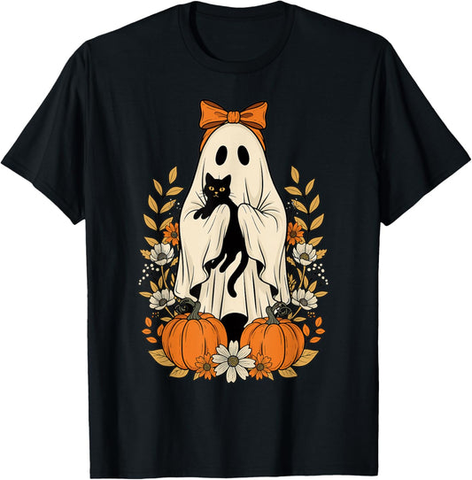 Halloween Black Cat Ghost Cute Pumpkin Spooky T-Shirt