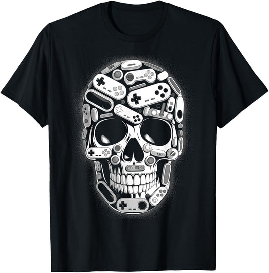 Halloween Skeleton Skull Gamer Boys Men Controller Gaming T-Shirt