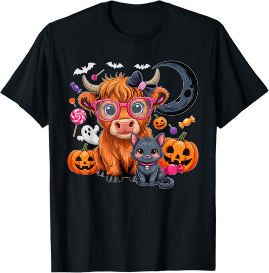 Halloween Highland Cow Witchy Cow Pumpkin Spooky Season T-Shirt
