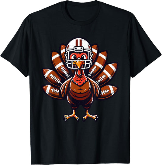 Baby Turkey Football Player Toddler Boys Kids Thanksgiving T-Shirt