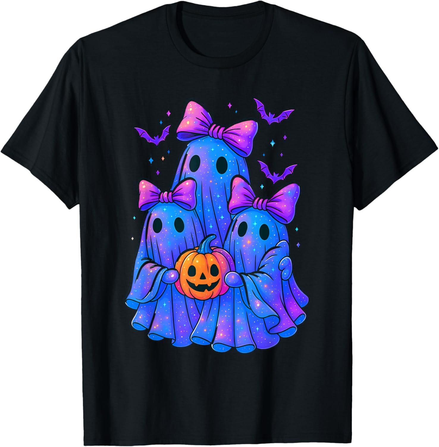 Halloween Ghost Coquette Bow Fall Pumpkin Spooky Season Girl T-Shirt