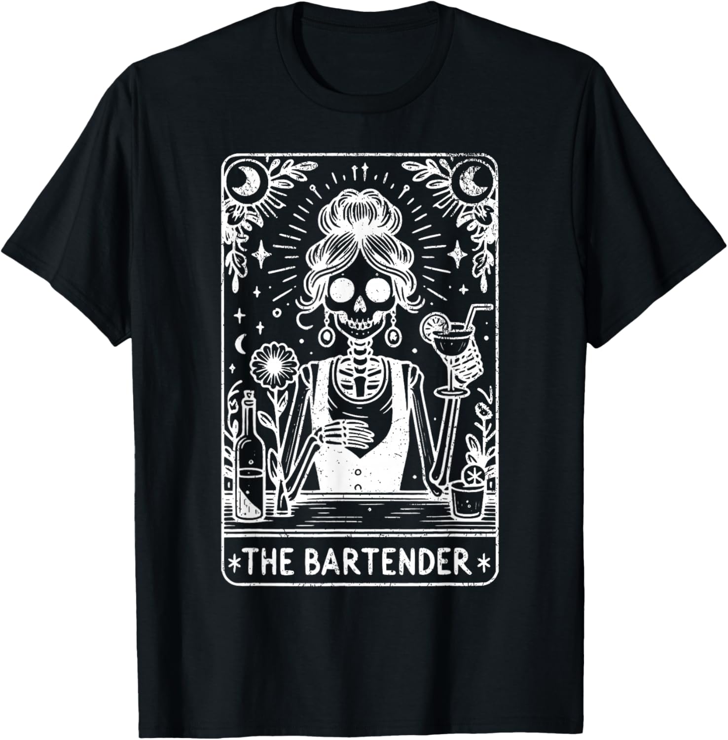 Bartender Tarot Card Skeleton Cocktail Witchy Vibes Alcohol T-Shirt