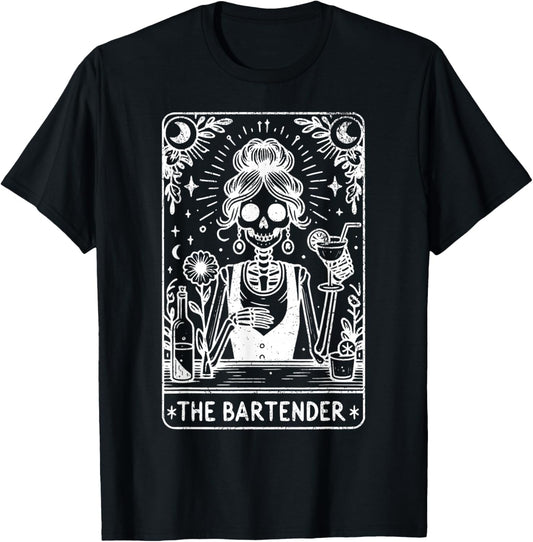 Bartender Tarot Card Skeleton Cocktail Witchy Vibes Alcohol T-Shirt