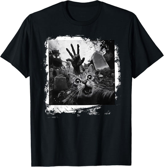 Halloween Selfie Cat Zombie Spooky Season Meme T-Shirt