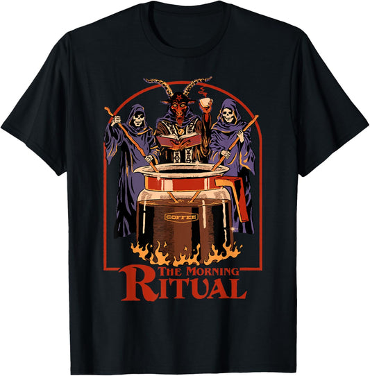 Halloween Satan Skeleton The Morning Ritual Coffee Lovers T-Shirt
