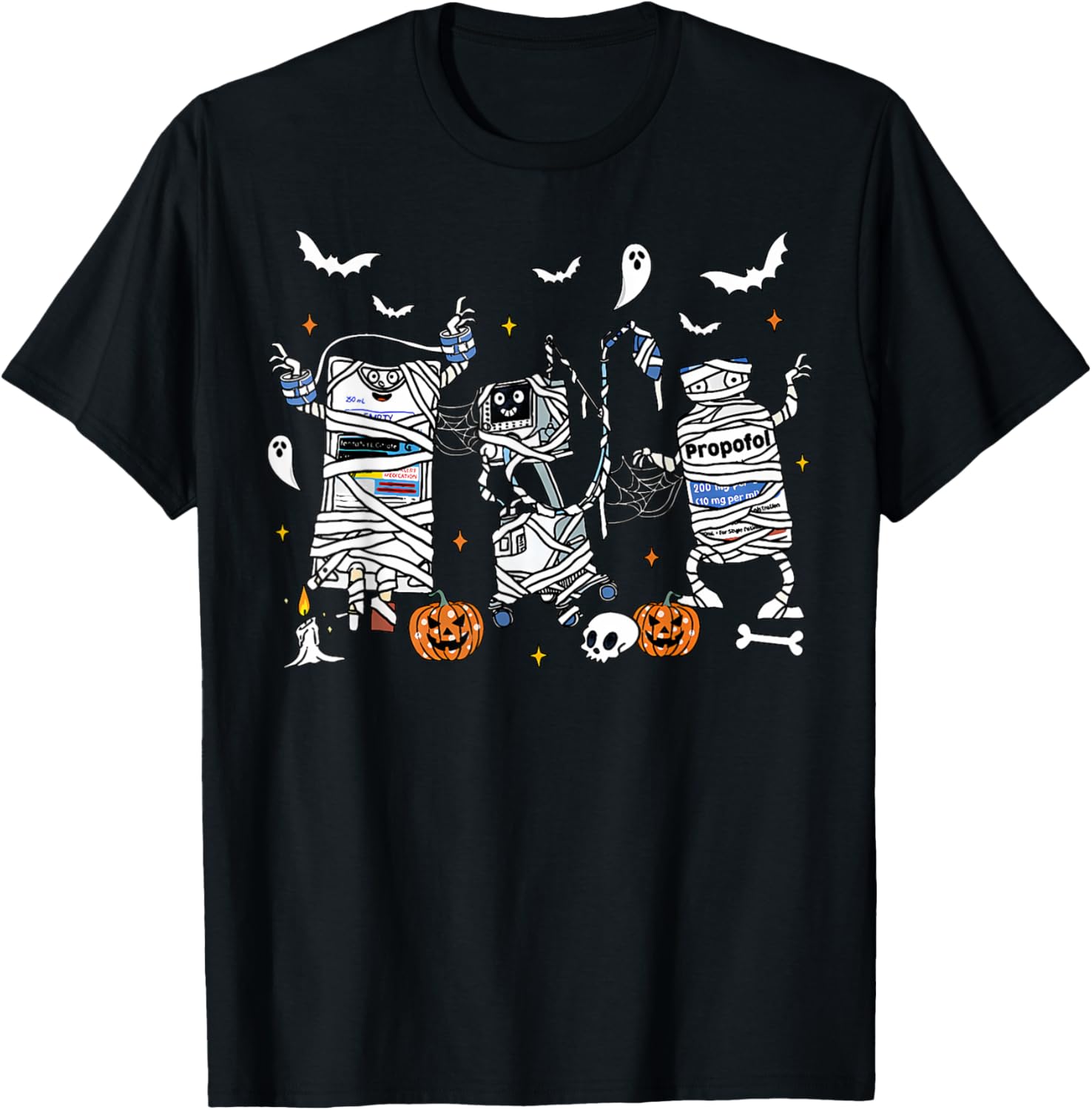 Halloween ICU Nurse Propofol Mummy NICU PICU Nurse Tech T-Shirt